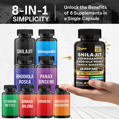 Vitality Boost Duo: Sea Moss 16-in-1 Magic Moss 180 Caps & Shilajit Power ShilaStrength Blend - Energize Your Life!