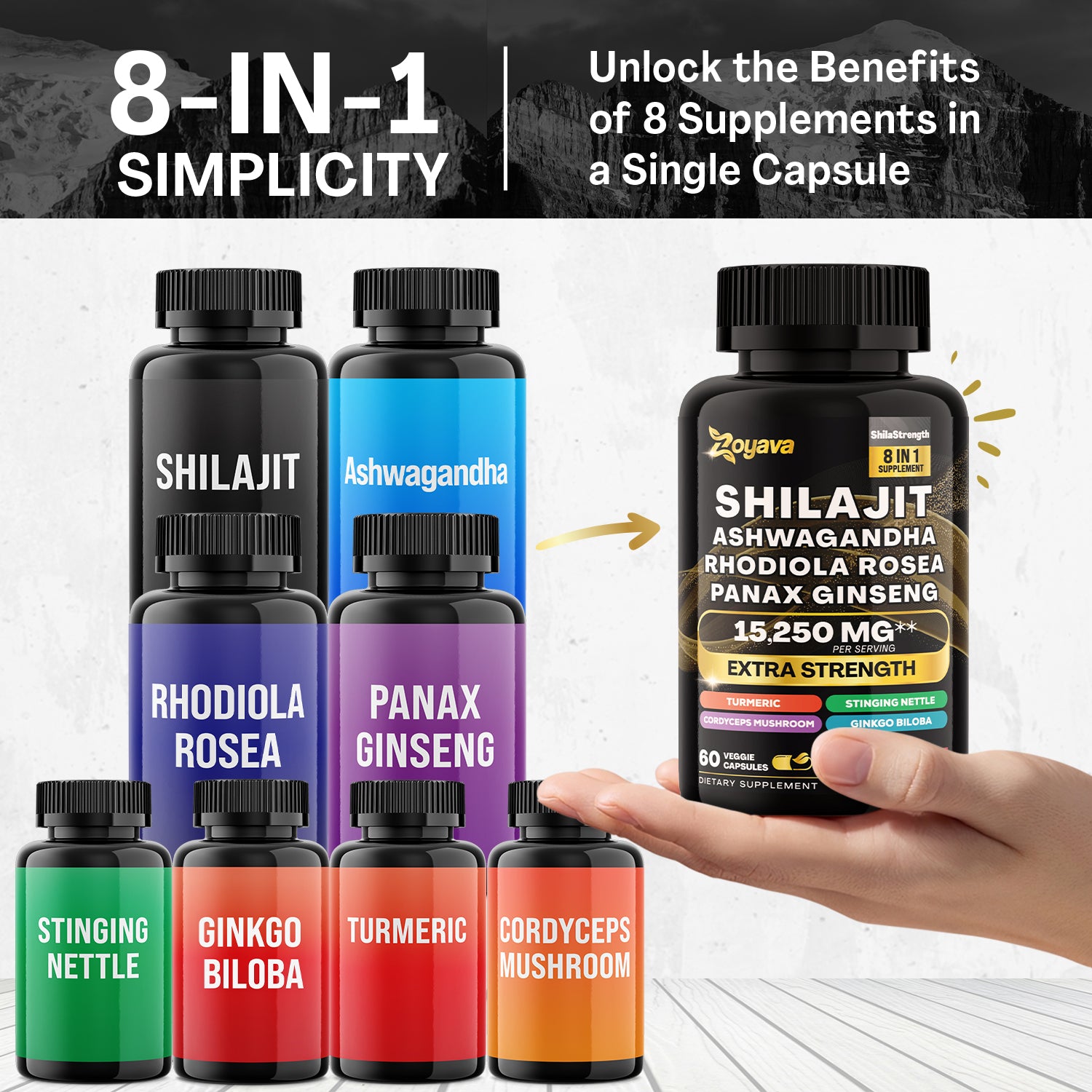 Vitality Boost Duo: Sea Moss 16-in-1 Magic Moss 120 Caps & Shilajit Power  ShilaStrength Blend 60 Caps- Energize Your Life!