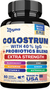 Highly Potent Bovine Colostrum Capsules - 5250 MG with 40% IgG & Probiotics for Immunity, Gut Health, and General Wellness