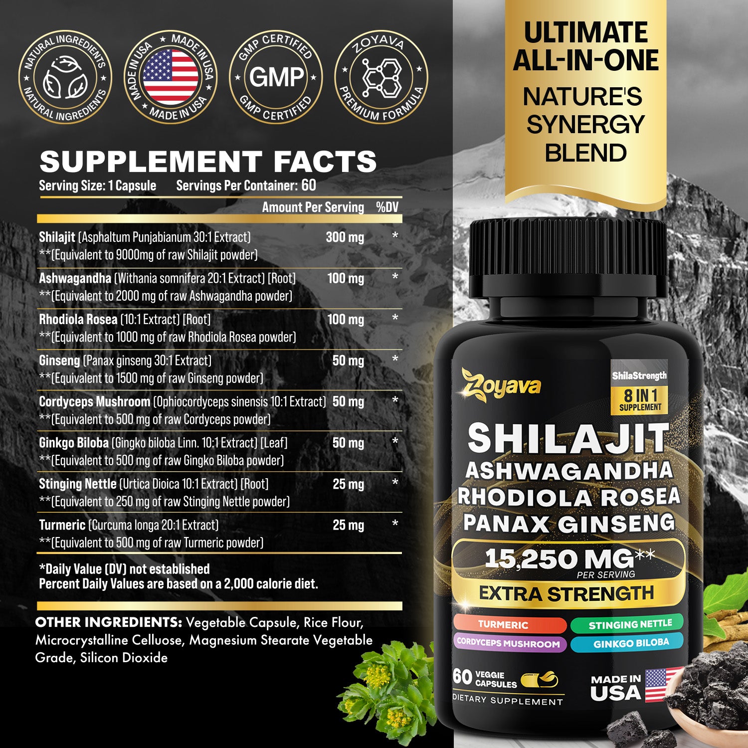 Vitality Boost Duo: Sea Moss 16-in-1 Magic Moss 120 Caps & Shilajit Power  ShilaStrength Blend 60 Caps- Energize Your Life!