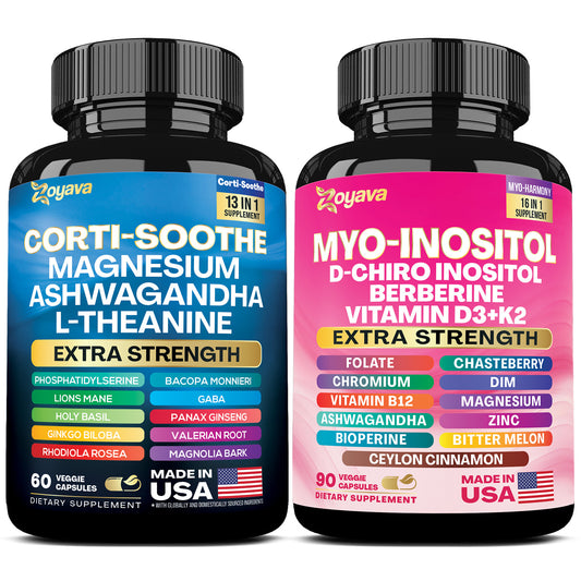 Zoyava Cortisol 60 and Myo-Inositol 90 Capsules Supplement Bundle